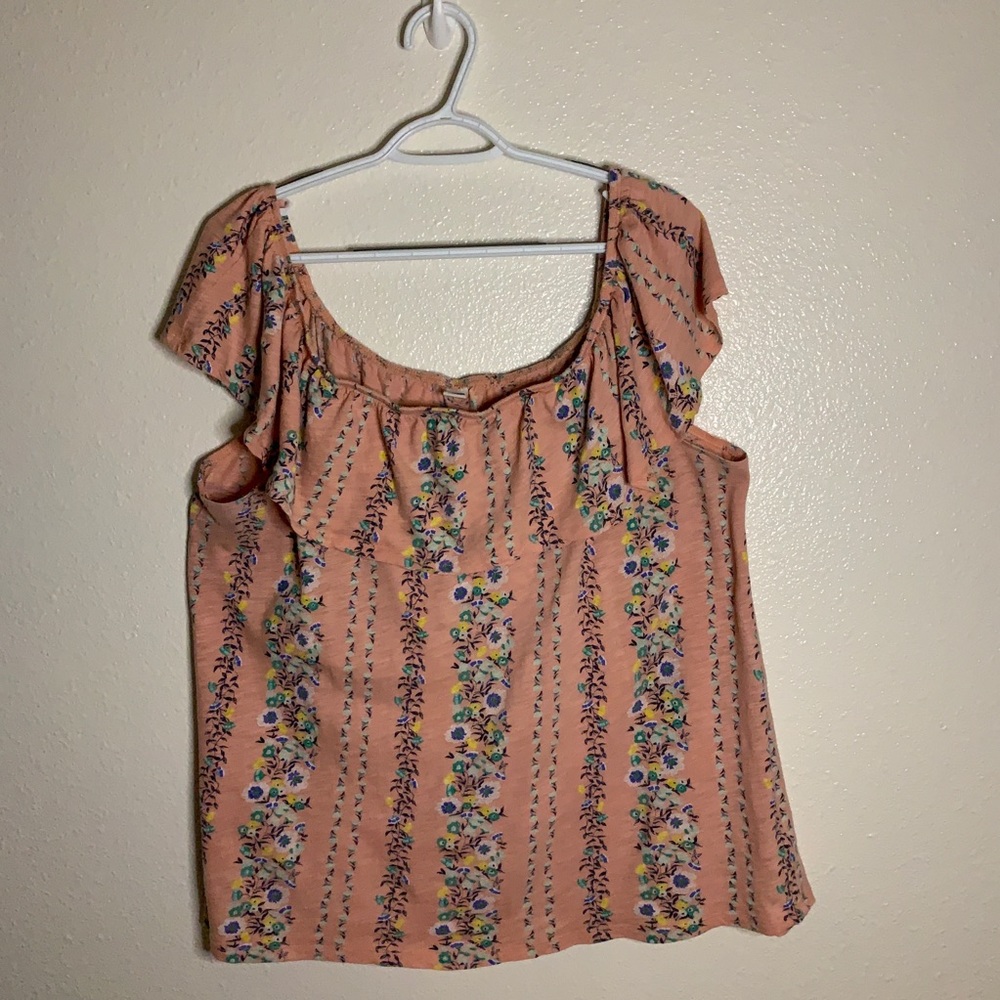 Pink Old Navy Off the Shoulder Floral Shirt